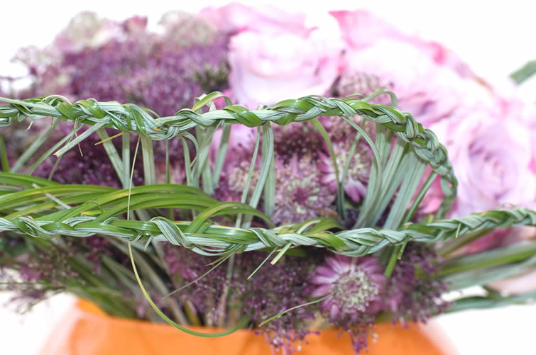 Korenschoof gebonden boeket met vlechtjes van berengras